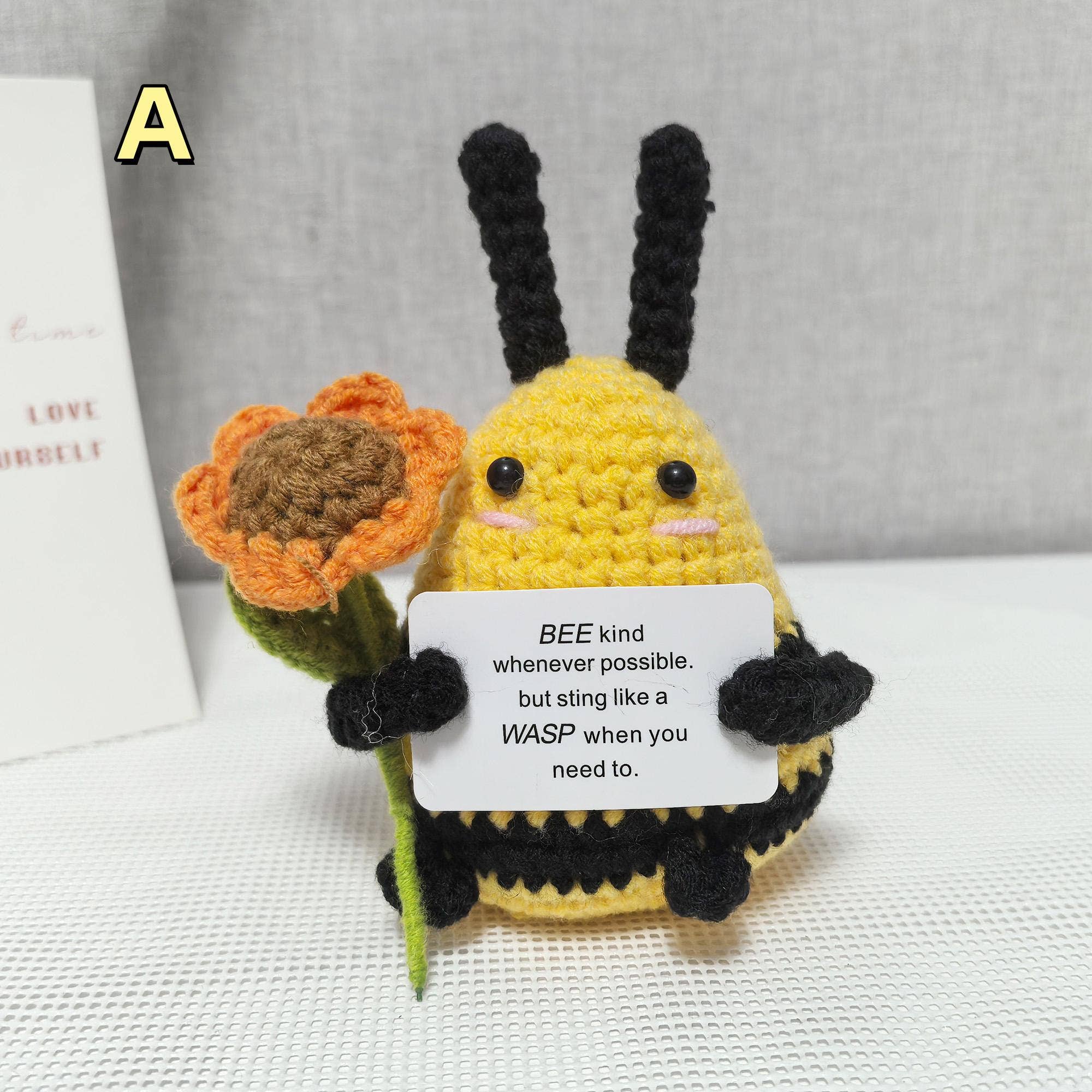 Adorable Handmade Crochet Bee With Sunflower - Thumbnail 2