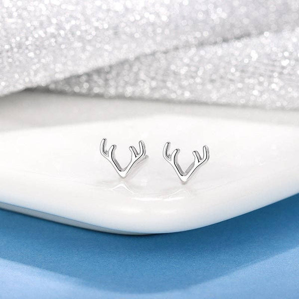 Perimade & Co. LLC - Deer Antler Stud Earrings in 925 Sterling Silver