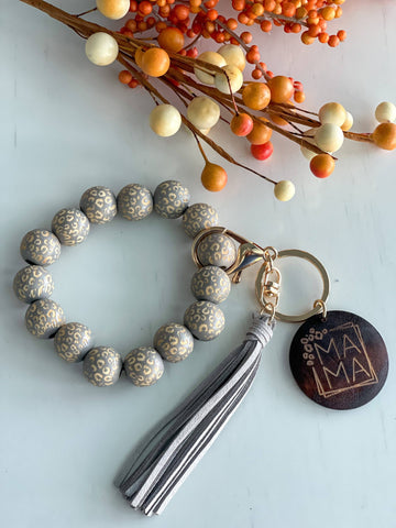 Harris Girls & Co. - Mama Wristlet Keychain "Gray Leopard"