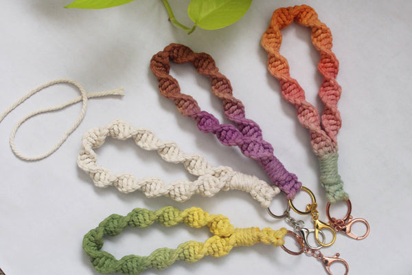 Handmade By Uruba - Handmade ombre dip dyed Macrame Wristlet Keychain