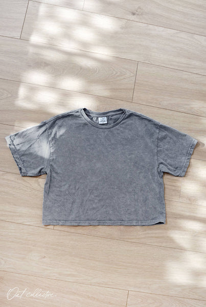 OAT COLLECTIVE - Basic Cropped Mineral Graphic Top