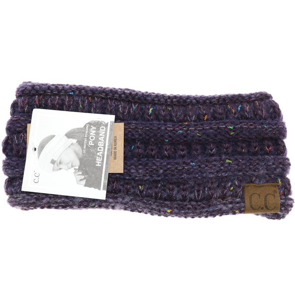 C.C Beanie - Ombre Ribbed Flecked Women's Fashion Ponytail Headband