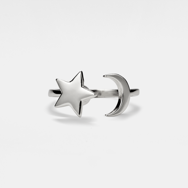 Moon Star Anxiety Fidget Spinner Ring in Solid Copper