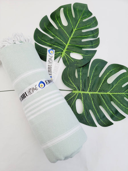 EBRU Home - Beach Towel Sand Proof Thin Turkish Towel,Throw 70x40: Water blue