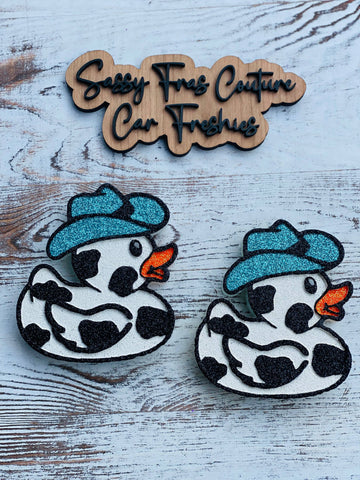 Sassy Fras Couture - Cow Print Duck Car Freshie: 1000 Wishes