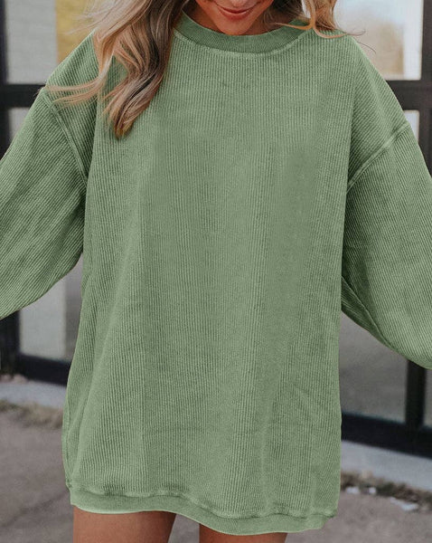 Pretty Bash - Ribbed Oversized Long Sleeve Sweatshirt: XL / Apricot