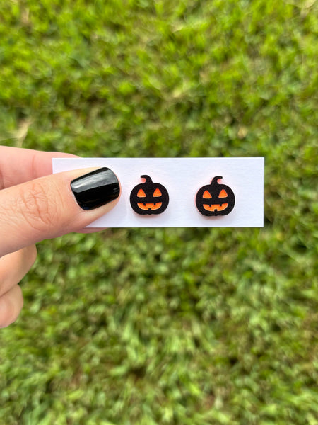 Laser & Color Designs LLC - Pumpkin Earrings, Black Jack o' Lantern, Halloween Earrings
