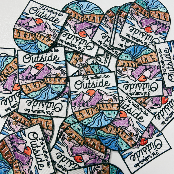 TEELUX - 2.5" I'd Rather be OUTSIDE - Embroidered Hat Patch