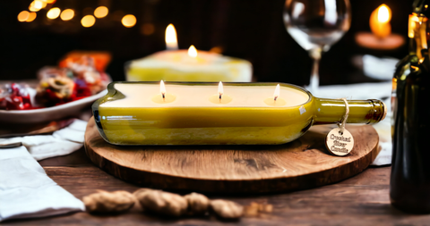 Crooked River Candle - Spiced Apples & Bourbon-18oz Wine Bottle Candle-Cotton Wicks