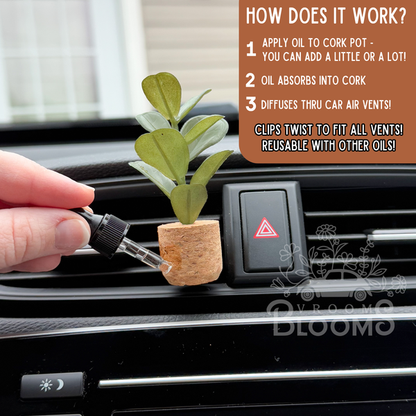 Vroom Blooms - Short Aloe Vera Plant Vent Clip Car Air Freshener (Reusable)