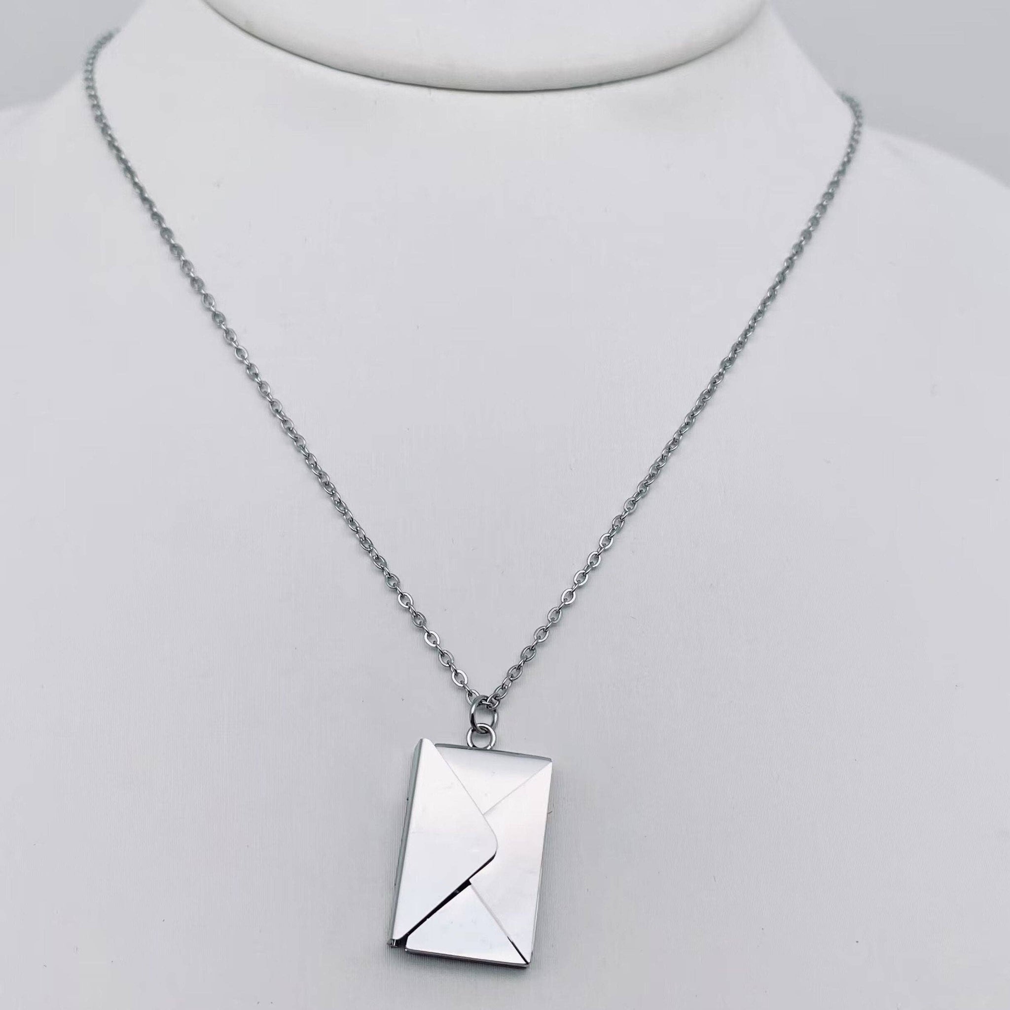 Mio Queena - "I Love You" Stainless Steel Openable Envelope Necklace- FGS