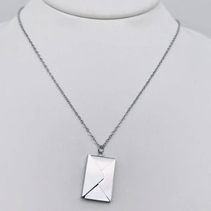 Mio Queena - "I Love You" Stainless Steel Openable Envelope Necklace- FGS