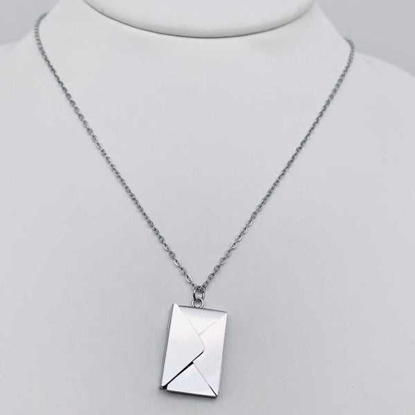 Mio Queena - "I Love You" Stainless Steel Openable Envelope Necklace- FGS