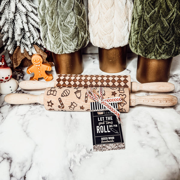 Gia Roma - Christmas Kitchen Gifts, Wood Rolling Pin for Holiday Cookie