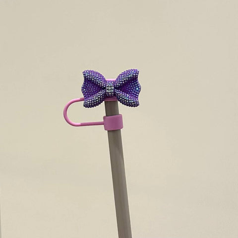 iconic mi - Straw Cover Acrylic Bow Coquette Purple 10mm