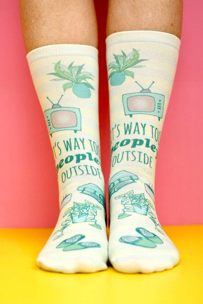 Moonlight Makers - It's Way Too Peopley Outside - Funny Socks - CLOSEOUT SALE