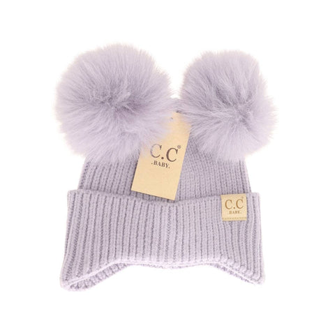C.C Beanie - BABY Ear Flap Double Pom C.C Beanie BBHTC0078