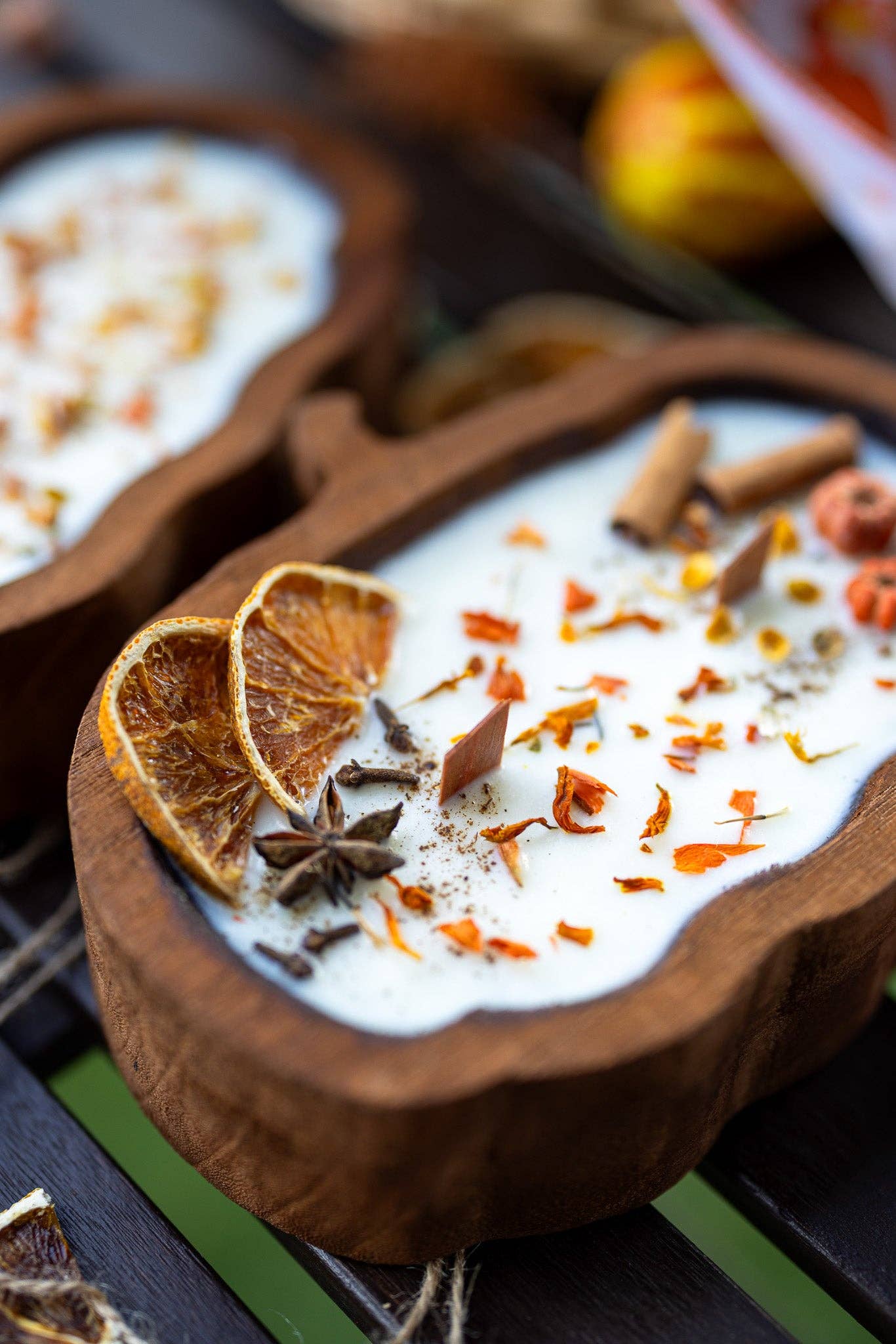 MySunshineCandless Wooden Pumpkin Dough Bowl Candle - Thumbnail 2