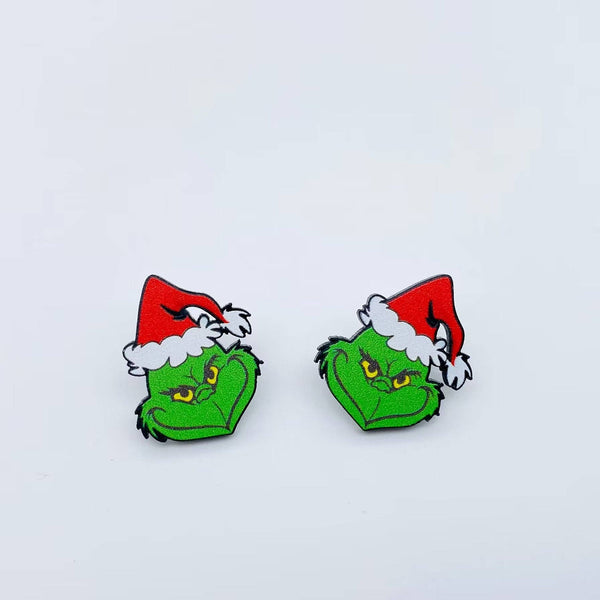 Mio Queena - Grinch with Christmas Hat Acrylic Ear Studs