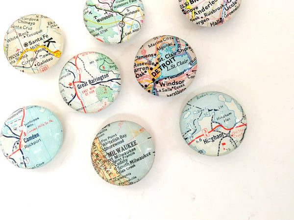 Tanner Glass - Vintage Map Magnet - 1.25" Round