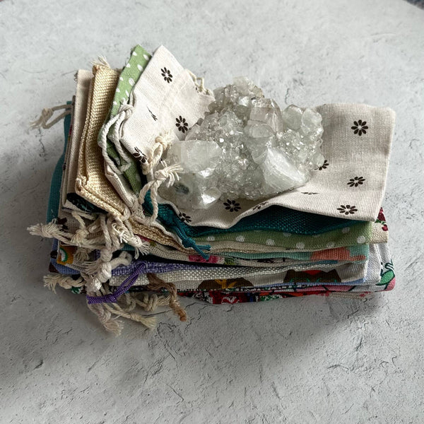 Pebble House - Drawstring Fabric Crystal Gift Pouch - Random Assortment