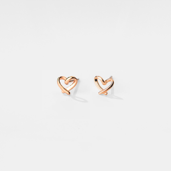 Perimade & Co. LLC - Hollow Heart Wedding Stud Earrings in 925 Sterling Silver
