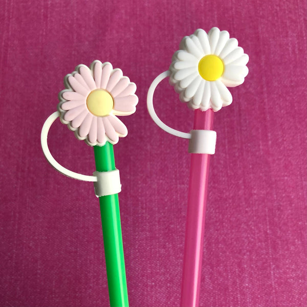 iconic mi - Straw Cover Daisy Flower: White