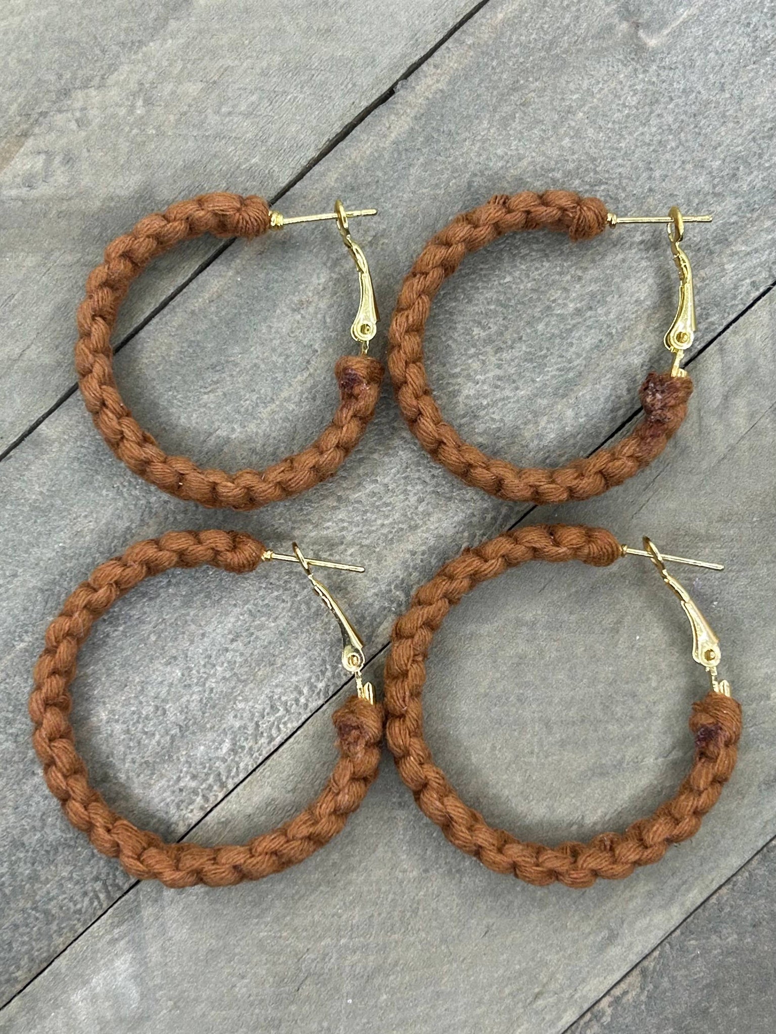 HK Macrame Jewelry - Knotted Hoops - Cinnamon