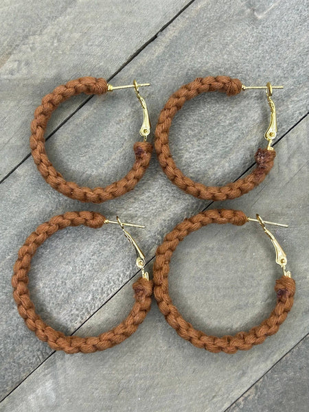 HK Macrame Jewelry - Knotted Hoops - Cinnamon