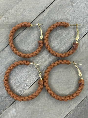 HK Macrame Jewelry - Knotted Hoops - Cinnamon