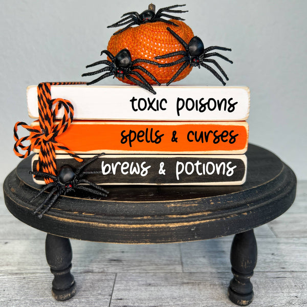 Ruaille Buaille Co - October home decor | Mini book stacks Halloween - Poisons