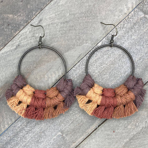 HK Macrame Jewelry - Large Multicolored Fringe - Fall Mix 1