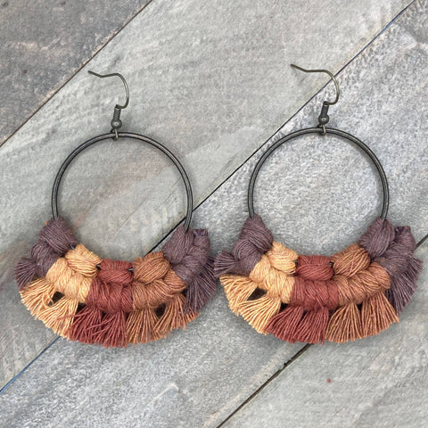 HK Macrame Jewelry - Large Multicolored Fringe - Fall Mix 1