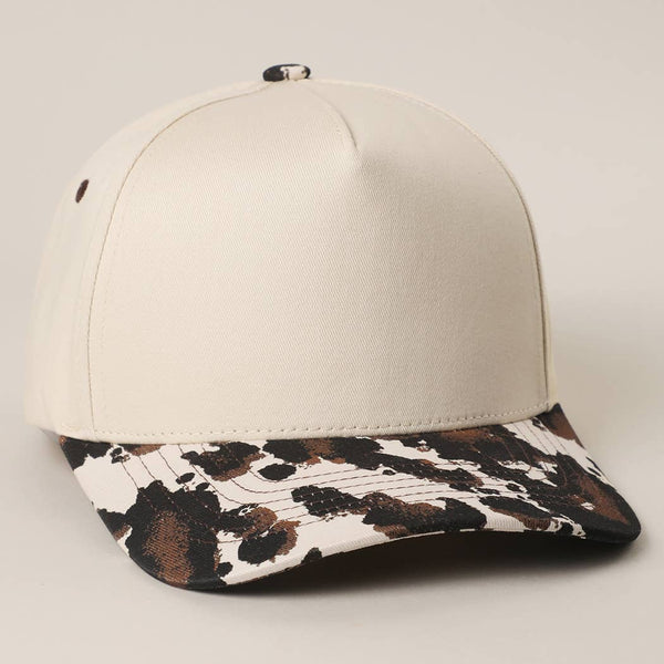 Fashion City - Two Tone Cow Printed Brim Canvas Trucker Hat