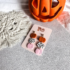 Blush and Bash Studio - Tiered Pumpkin Dangle Earrings