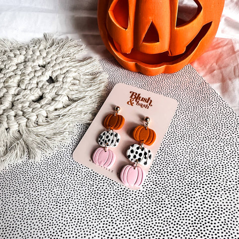 Blush and Bash Studio - Tiered Pumpkin Dangle Earrings
