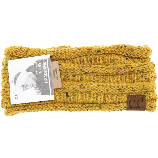C.C Beanie - Ombre Ribbed Flecked Women's Fashion Ponytail Headband