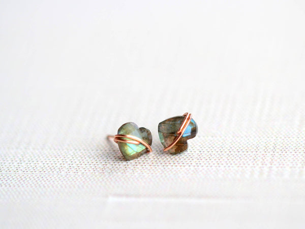 Saressa Designs - Heart Studs - Labradorite