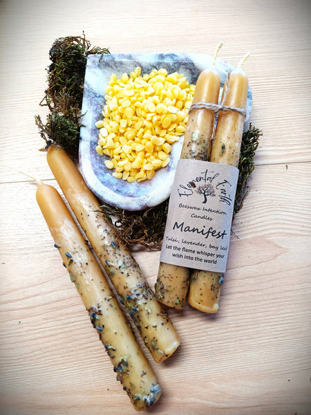 Elemental Earth Shop - Beeswax Manifest Intention Candles