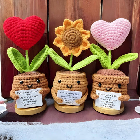 Crochet Emotional Support Plant, Sunflower/Tulip/Heart PlanT