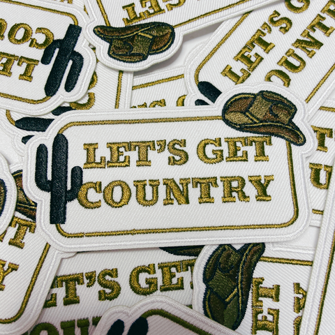 TEELUX - 3.5" Let's Get COUNTRY -  Embroidered Hat Patch
