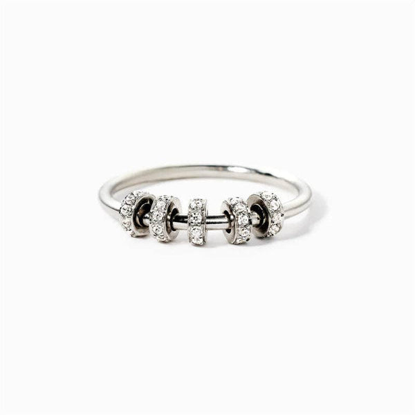 Perimade & Co. LLC - Rainbow Bead Fidget Spinner Ring in 925 Sterling Silver