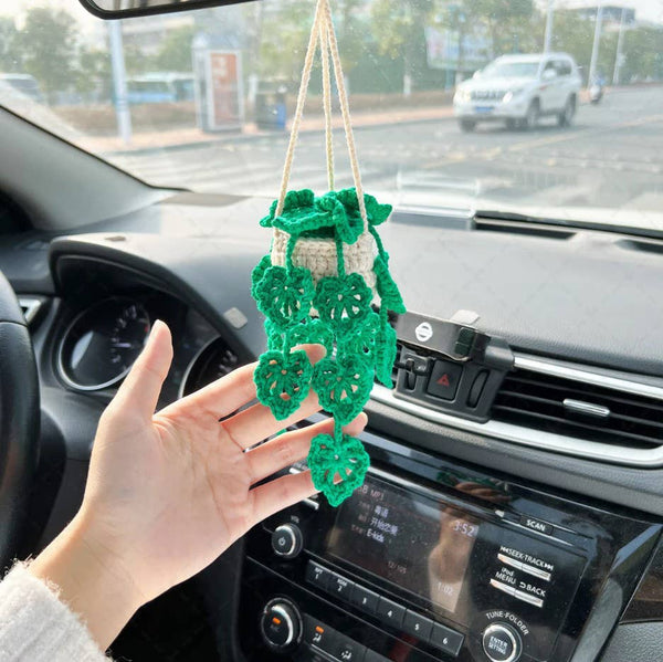 TOMOPOD LLC - Crochet Monstera Plant, Car Plant Hanging, Plant Lover Decor
