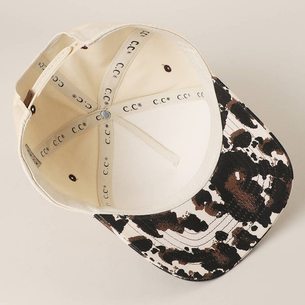Fashion City - Two Tone Cow Printed Brim Canvas Trucker Hat