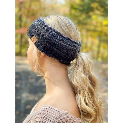C.C Beanie - Ombre Ribbed Flecked Women's Fashion Ponytail Headband