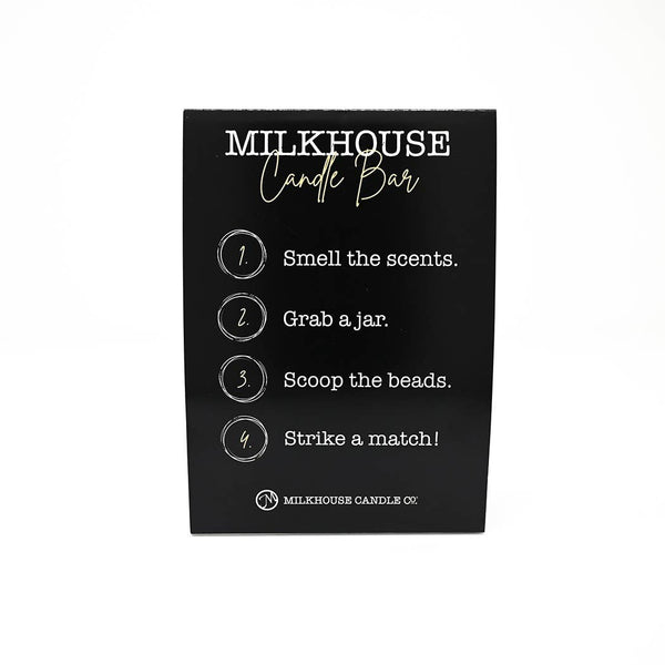 Milkhouse Candle Company - Candle Bar Table Tent Instruction Sign – Shelf Talker