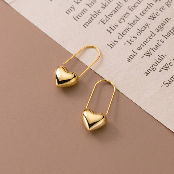 Perimade & Co. LLC - Minimalist Cute Heart Pin Earrings in 925 Sterling Silver