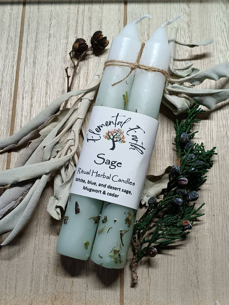 Elemental Earth Shop - Sage Herbal Intention Candles