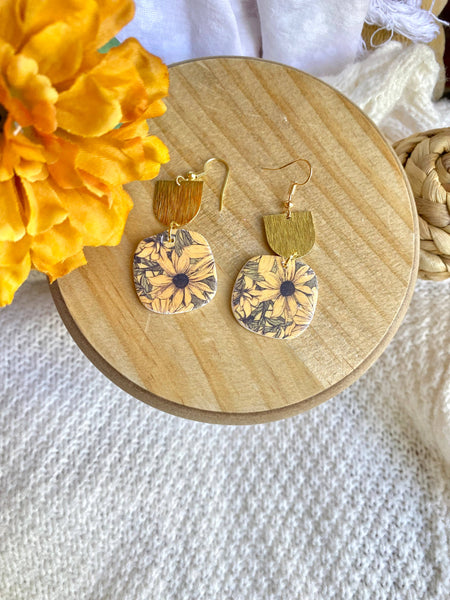 Terra Made - Sunflower drop dangle earrings