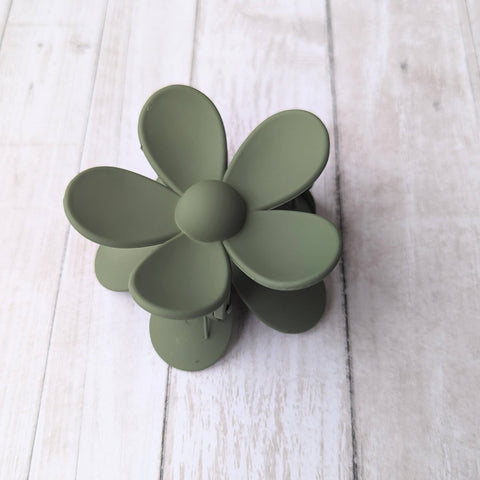 iconic mi - Daisy Flower Matt Hair Accessory Claw Clip 3": Green